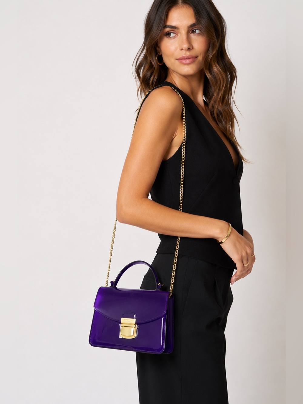 Campo Marzio Roma 1933 Purple Jelly Mini Satchel Crossbody Bag Italian PVC